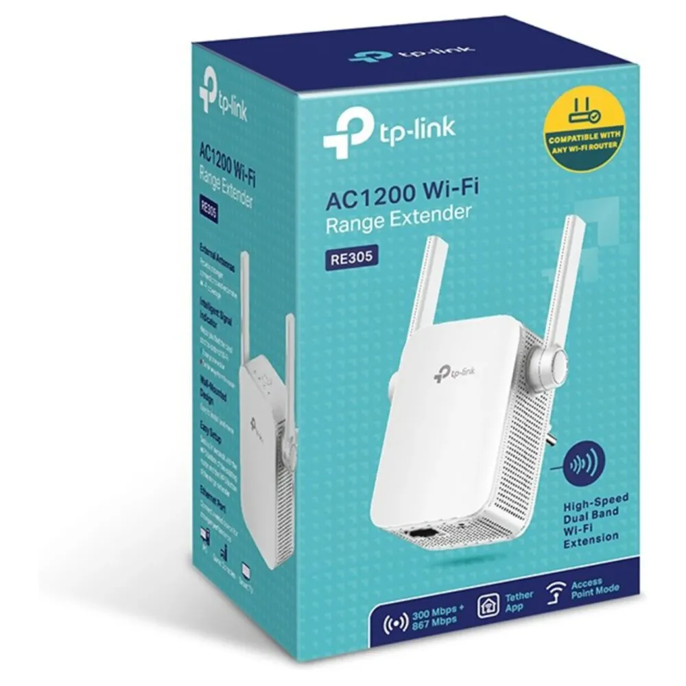 TP-Link Mobilt Bredbånd Og Rutere|Nettverkskabler|RE305 Wifi-repeater AC1200