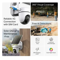 TP-Link Kameraovervåking|Tapo C615G Solcelledrevet 4G LTE Pan/Tilt overvåkingskamera