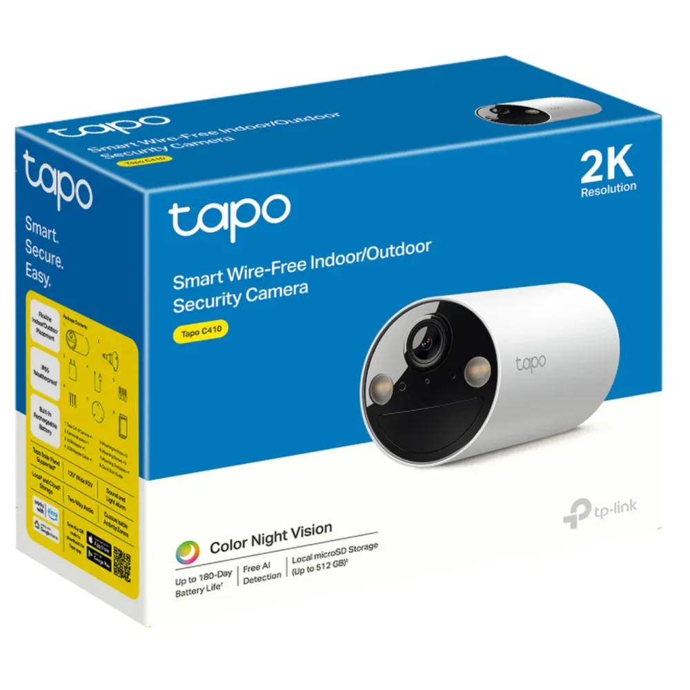 TP-Link Alarmsystemer|Skimmingsbeskyttelse|Tapo C410 Overvåkingskamera med batteri
