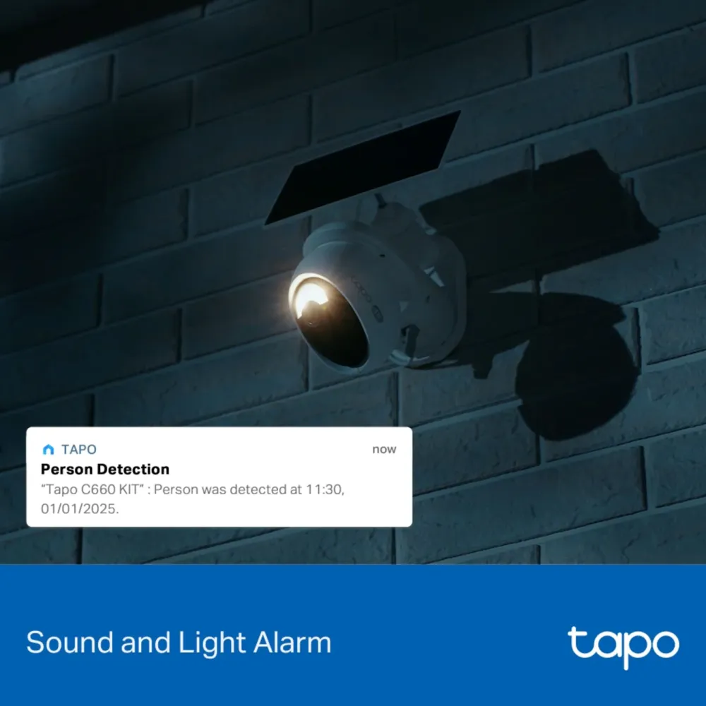 TP-Link Alarmsystemer|Skimmingsbeskyttelse|Tapo C660 Solcelledrevet 4K overvåkingskamera