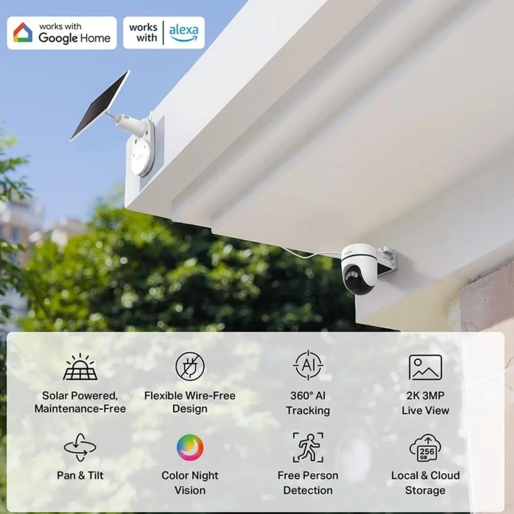 TP-Link Alarmsystemer|Skimmingsbeskyttelse|Tapo C610 Solcelledrevet Pan/Tilt overvåkingskamera