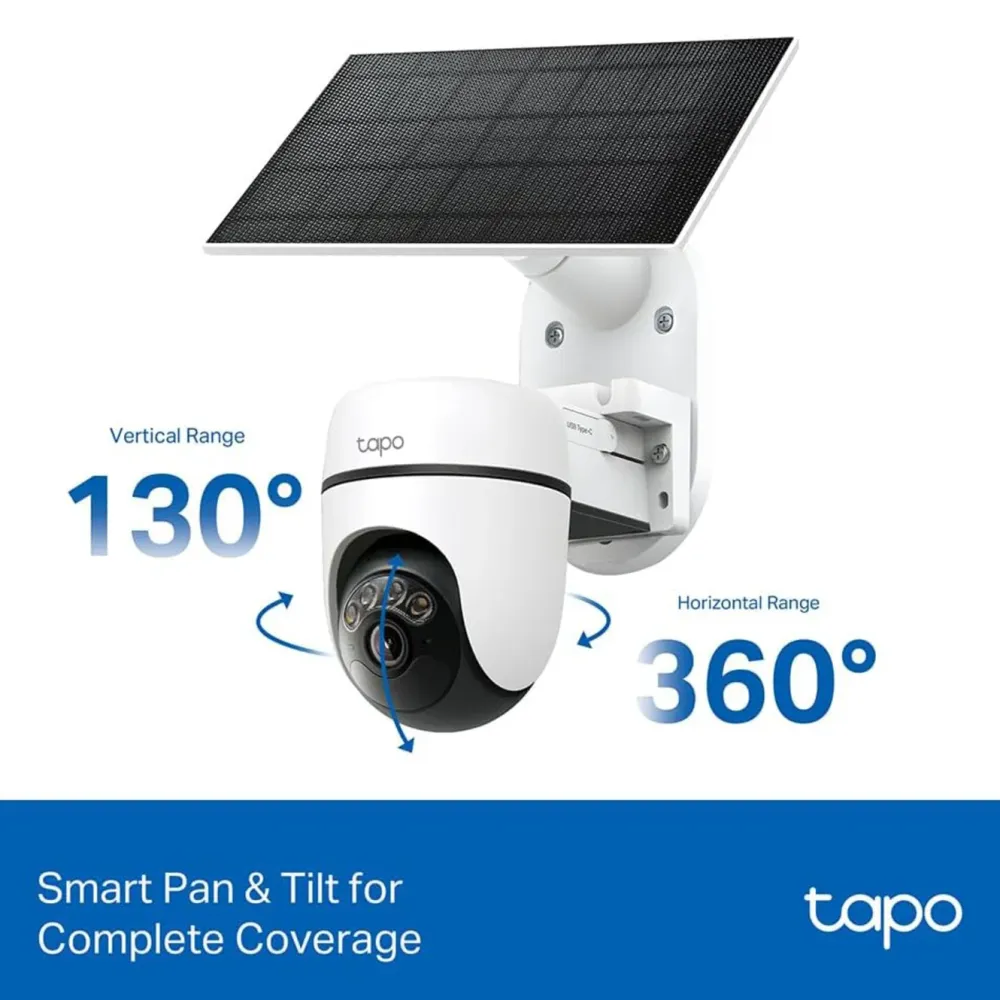 TP-Link Alarmsystemer|Skimmingsbeskyttelse|Tapo C610 Solcelledrevet Pan/Tilt overvåkingskamera