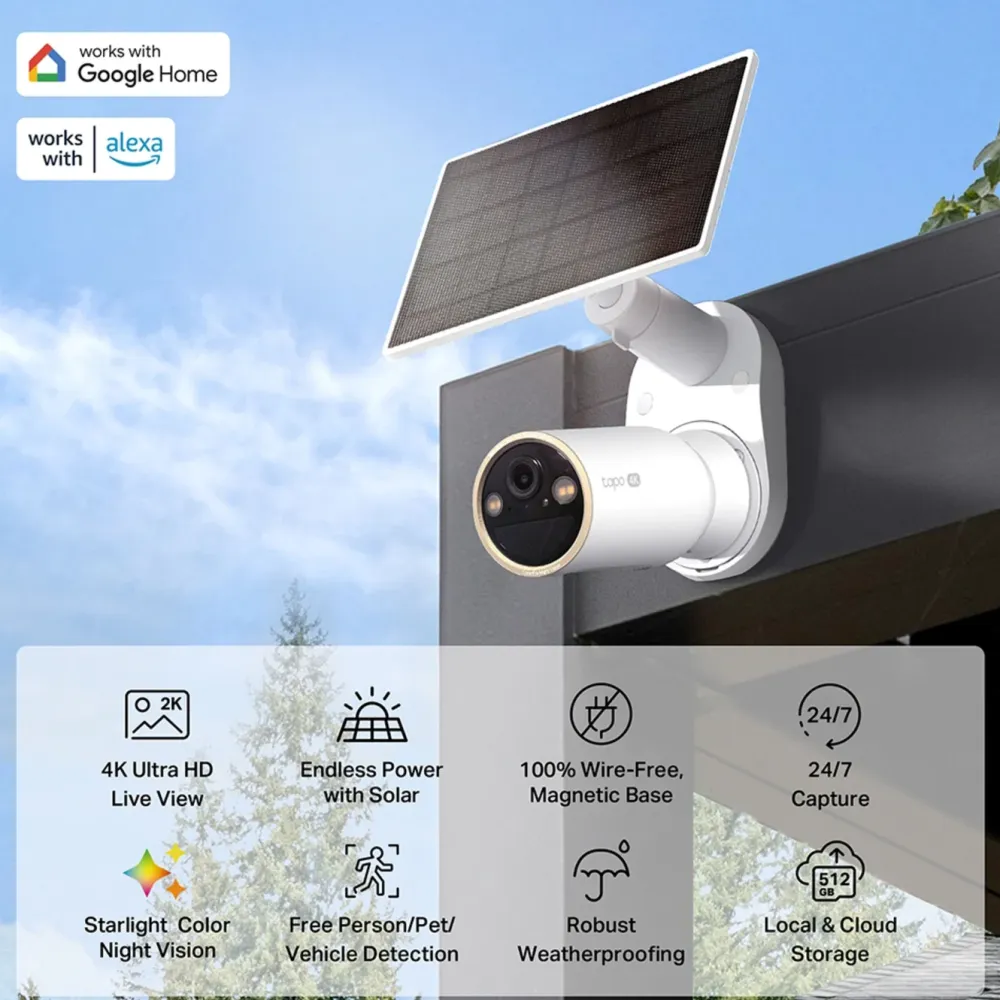 TP-Link Kameraovervåking|Tapo C460 Solcelledrevet overvåkingskamera