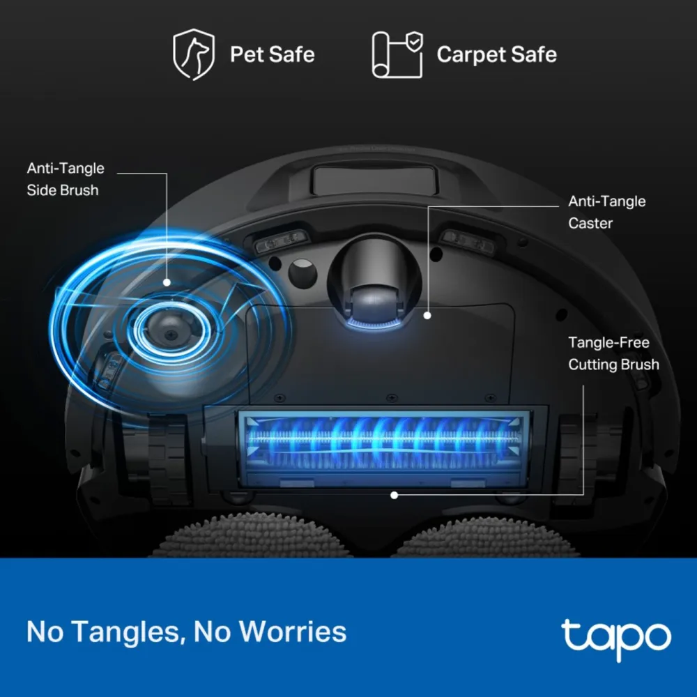 TP-Link Rengjøring|Robotstøvsuger|Tapo RV50 Pro Omni – Robotstøvsuger med basestasjon