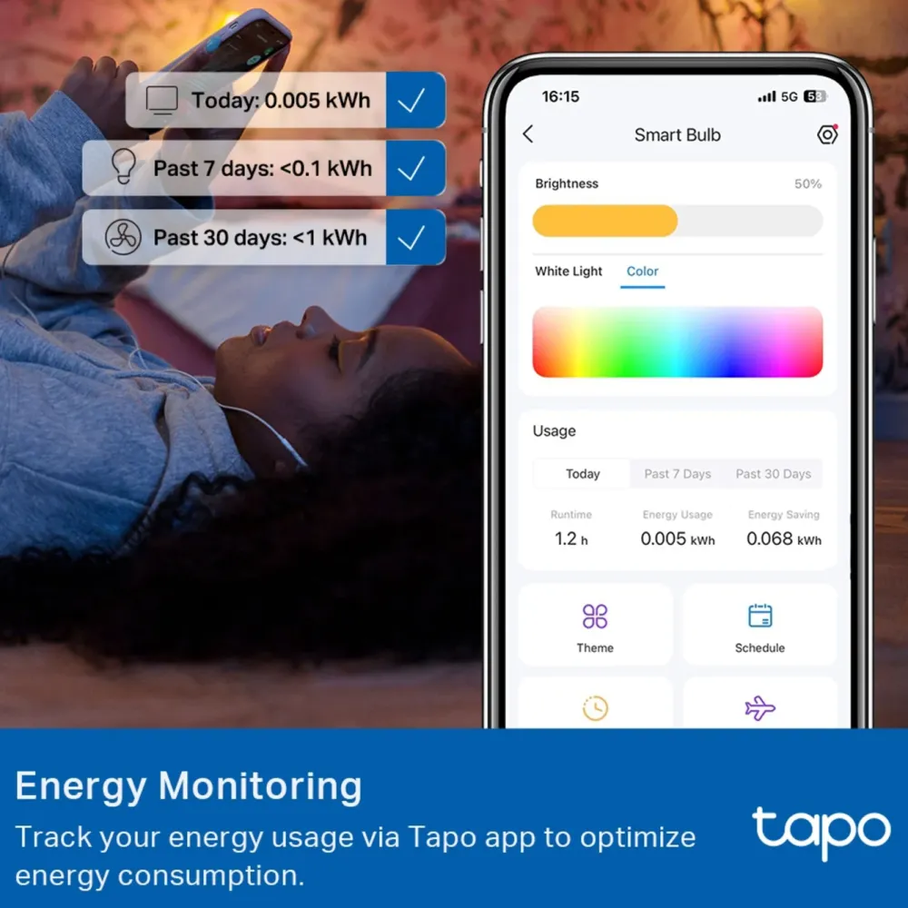 TP-Link Smart Belysning|Smart Belysning|Tapo Smart RGB LED-pære 1100 lumen E27