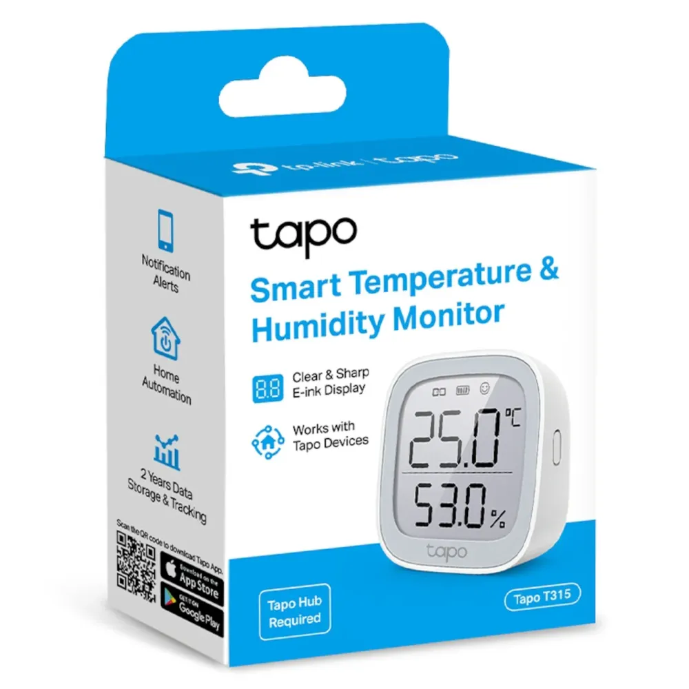 TP-Link Smarte Alarmer|Smarte Sensorer|Tapo T315 Smart termometer og hygrometer