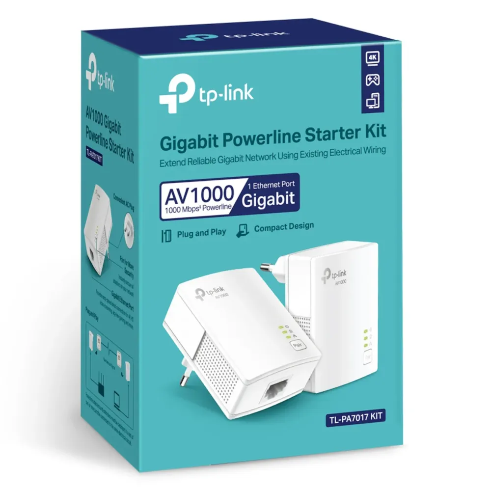 TP-Link Mobilt Bredbånd Og Rutere|Nettverkskabler|TL-PA7017 KIT Homeplug 1 Gb/s 2-pk.
