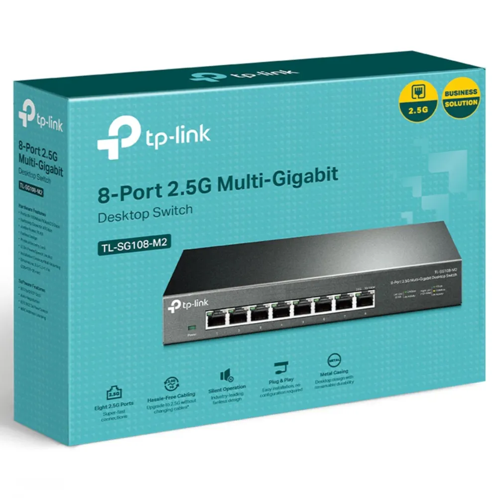 TP-Link Kablet Nettverk|TL-SG108-M2 Gigabitswitch 8 porter 2,5 Gb/s