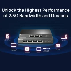 TP-Link Mobilt Bredbånd Og Rutere|Nettverkskabler|TL-SG105-M2 5-porters 2,5 gigabitswitch