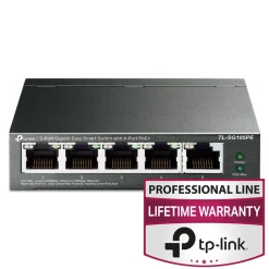 TP-Link Mobilt Bredbånd Og Rutere|Nettverkskabler|TL-SG105PE Administrerbar gigabitswitch 5 porter PoE+