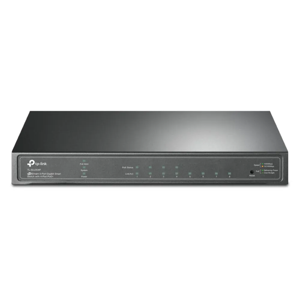 TP-Link Kablet Nettverk|TL-SG2008P Konfigurerbar gigabitswitch - 8 porter med 4 porter PoE+