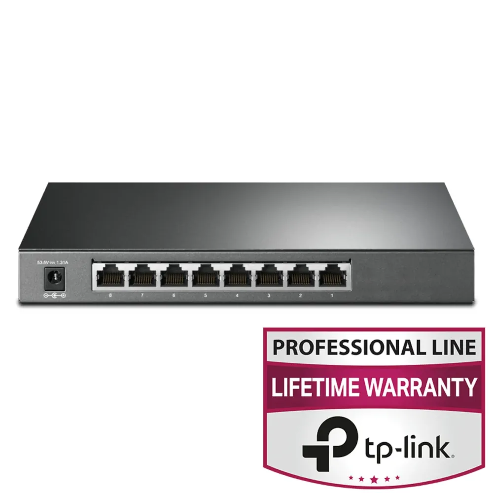 TP-Link Kablet Nettverk|TL-SG2008P Konfigurerbar gigabitswitch - 8 porter med 4 porter PoE+