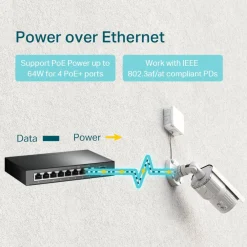 TP-Link Kablet Nettverk|TL-SG1008P PoE+-gigabitswitch 8 porter