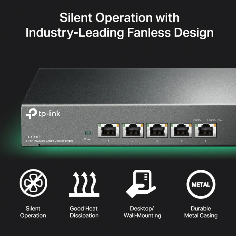 TP-Link Kablet Nettverk|TL-SX105 Gigabitswitch 5 porter 10 Gb/s