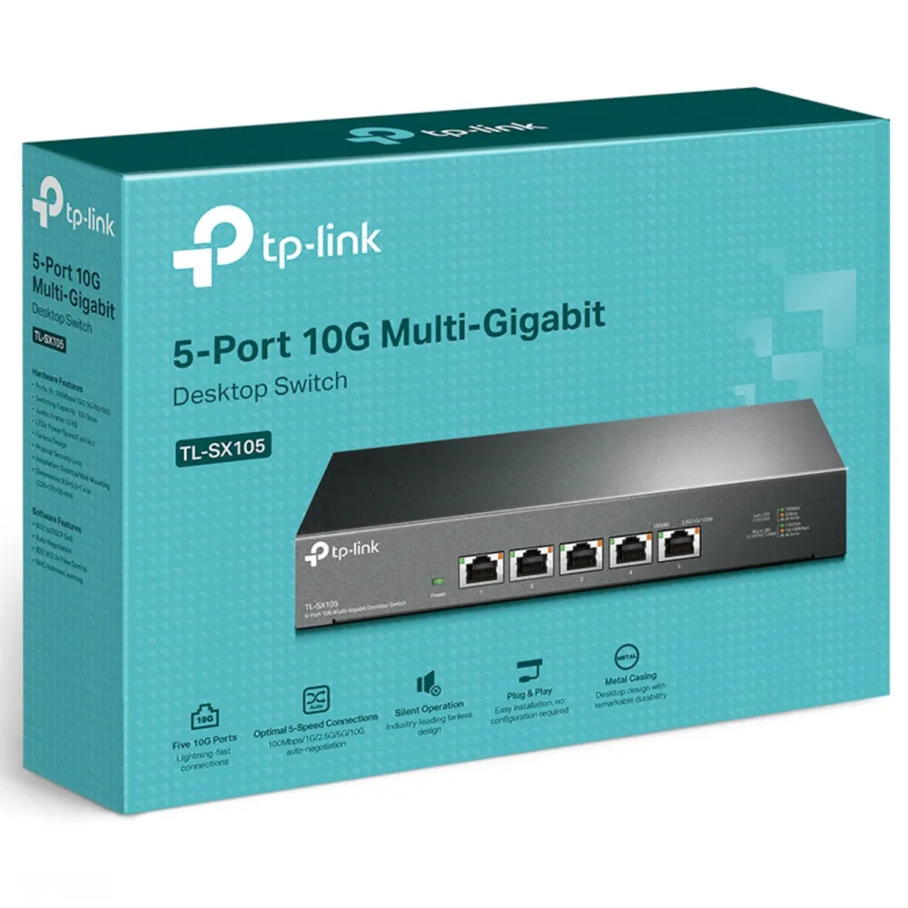 TP-Link Kablet Nettverk|TL-SX105 Gigabitswitch 5 porter 10 Gb/s