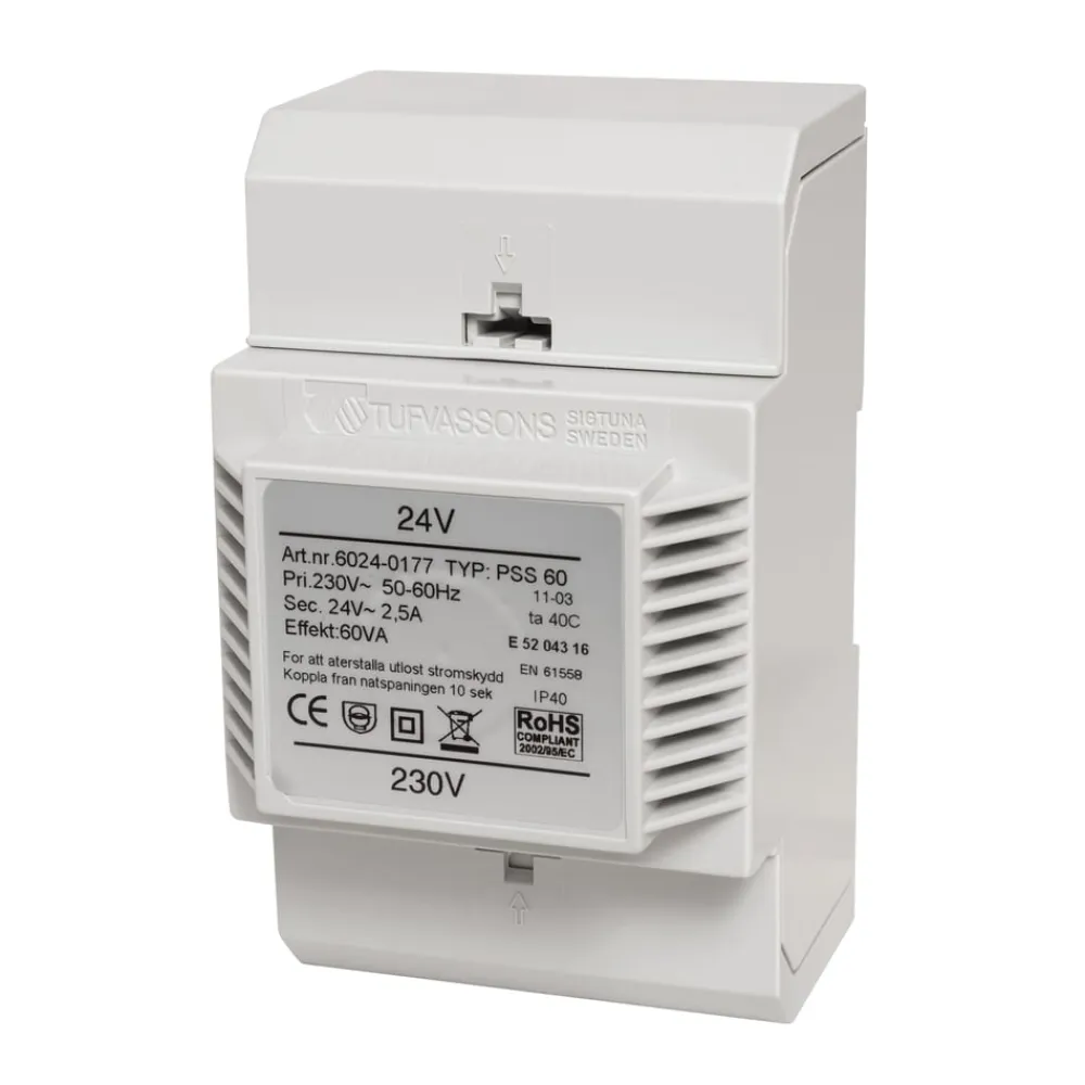 Tufvassons Strømadaptrer|Installasjonstransformator 24 V (AC) 60 W