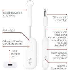 Twelve South Kabler Og Adaptere|Musikkspiller Og Radio|AirFly Pro Bluetooth-sender og -mottaker