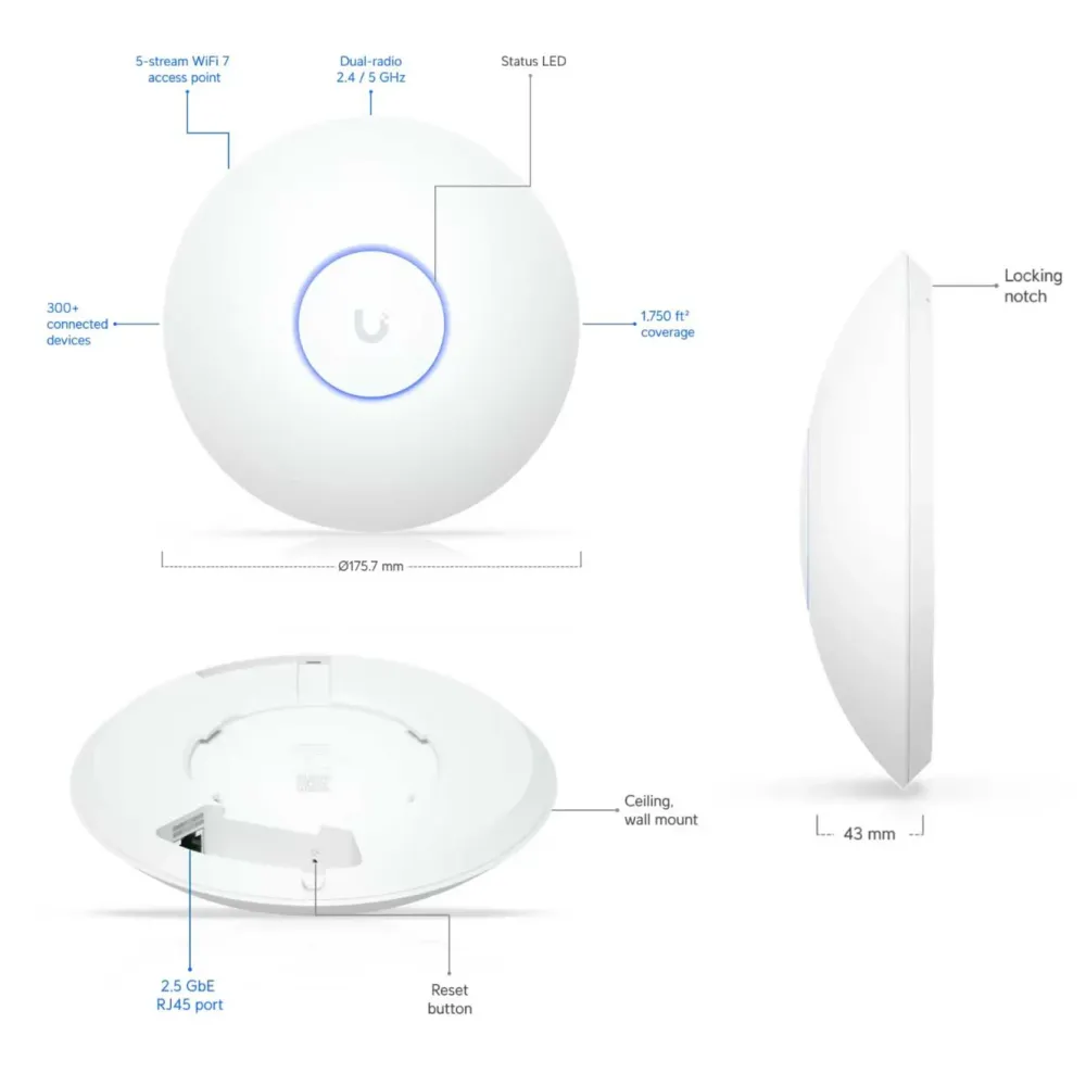 Ubiquiti Wifi-Forsterker|UniFi U7 Long-Range tilgangspunkt