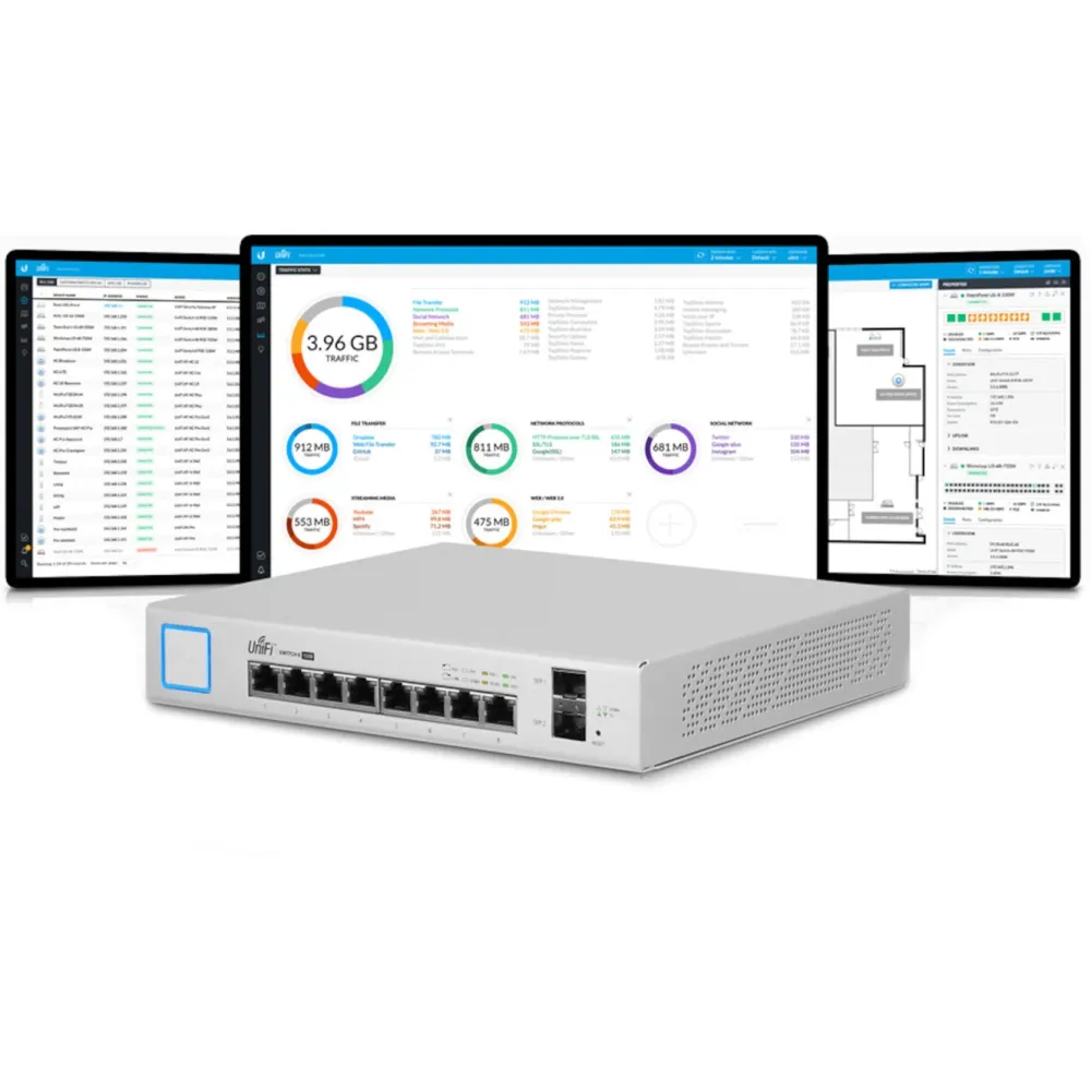 Ubiquiti Kablet Nettverk|Unifi US-8-150W POE-gigabitswitch 8 porter