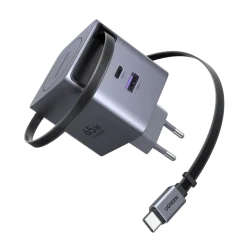 Ugreen Mobiltelefonladere|Nexode 65 W GaN-hurtiglader med uttrekkbar USB-C-kabel 65 W