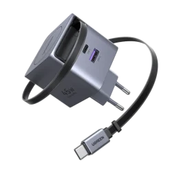 Ugreen Mobiltelefonladere|Nexode 45 W GaN-hurtiglader med uttrekkbar USB-C-kabel 45 W