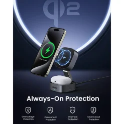 Ugreen Mobiltelefonladere|2-i-1 Ladestativ med QI2 15 W