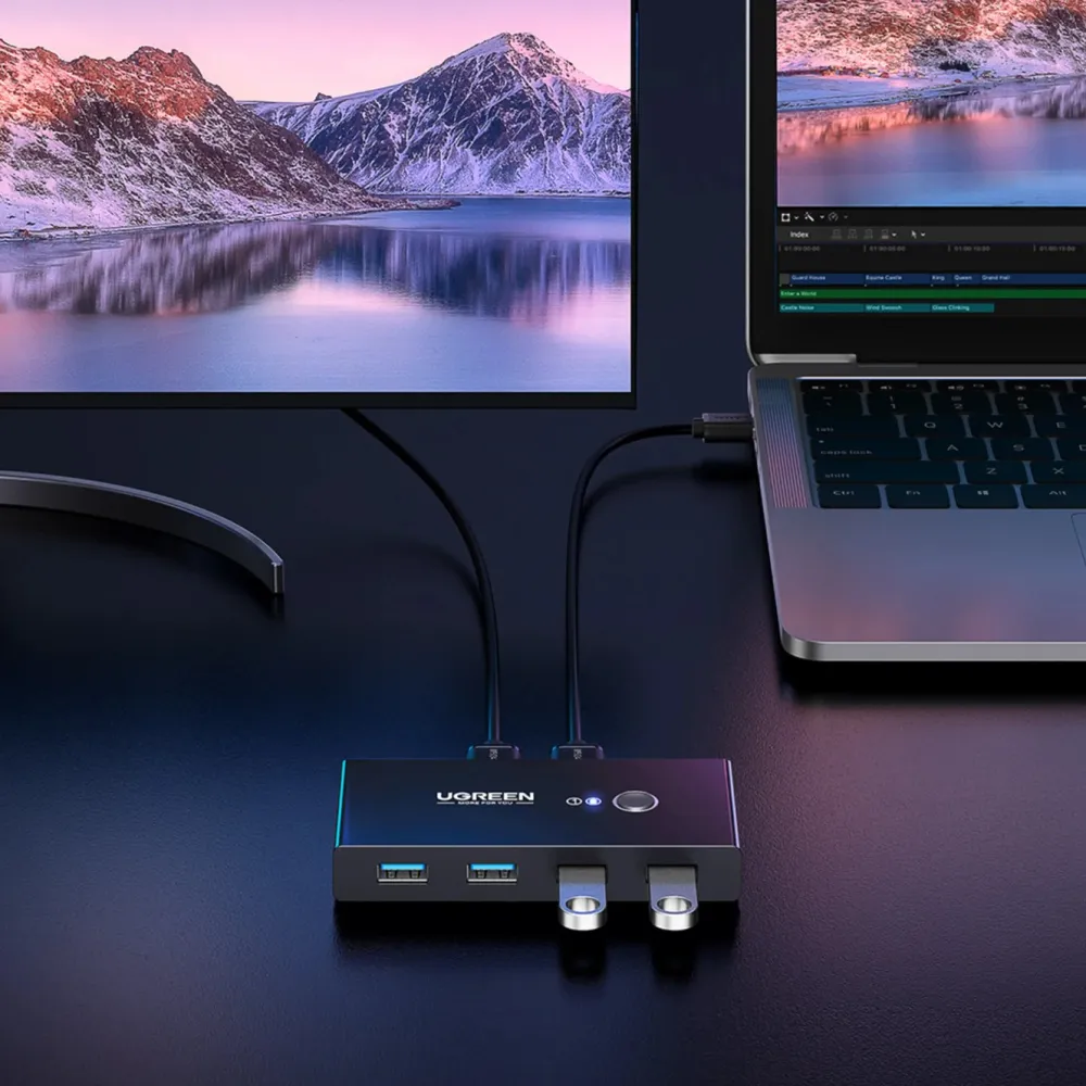 Ugreen Hdmi|Kabler Og Adaptere|USB 3.0-switch med 4 porter for to datamaskiner