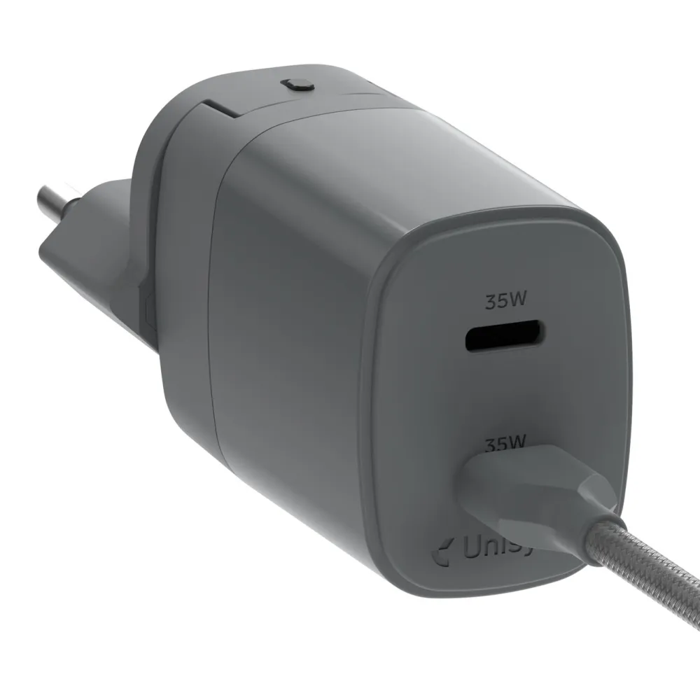 Unisynk Iphone-Tilbehør|Reiseeffekter|Kompakt 2-ports lader for reisen – 35 W