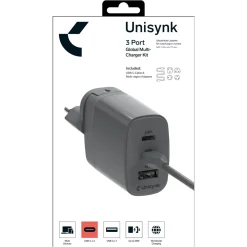 Unisynk Iphone-Tilbehør|Tilbehør Til Bærbar Pc|3-porters Global Multi-lader 65W