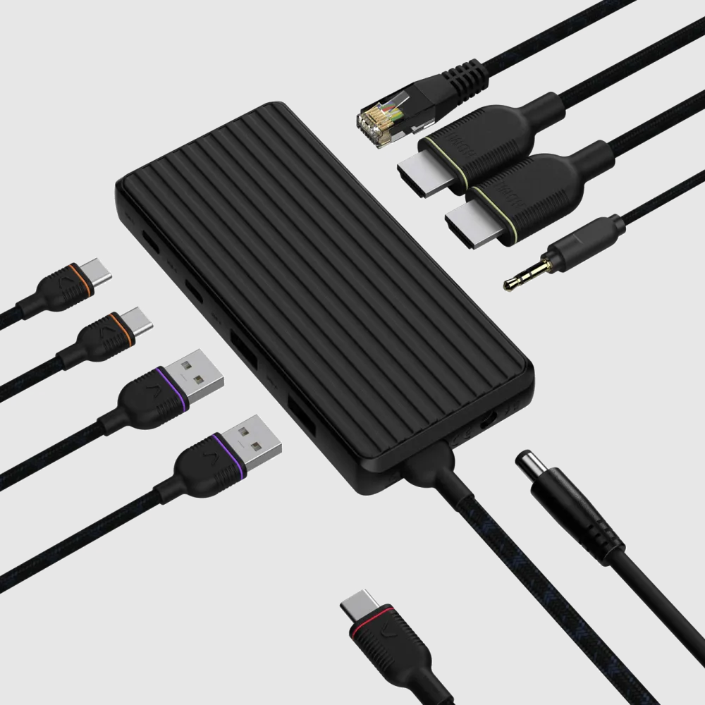 Unisynk Kabler Og Adaptere|Usb|USB-C-dokkingstasjon 9 porter 4K for to skjermer