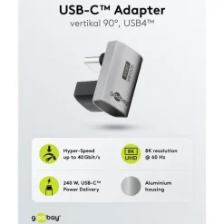 Kjell Kabler Og Adaptere|Usb|USB-C-adapter 90° med USB4-støtte