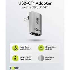 Kjell Lagring|Tegnebrett|USB-C-adapter 90° vinklet med USB4-støtte