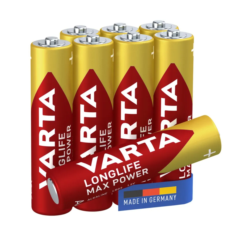 Varta Batterier|Batterier|Longlife Max Power AAA-batterier 8-pk.