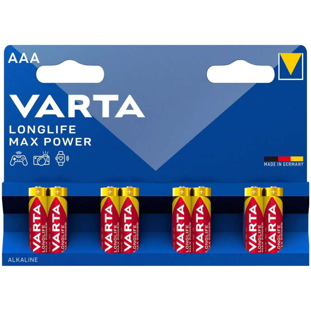 Varta Batterier|Batterier|Longlife Max Power AAA-batterier 8-pk.