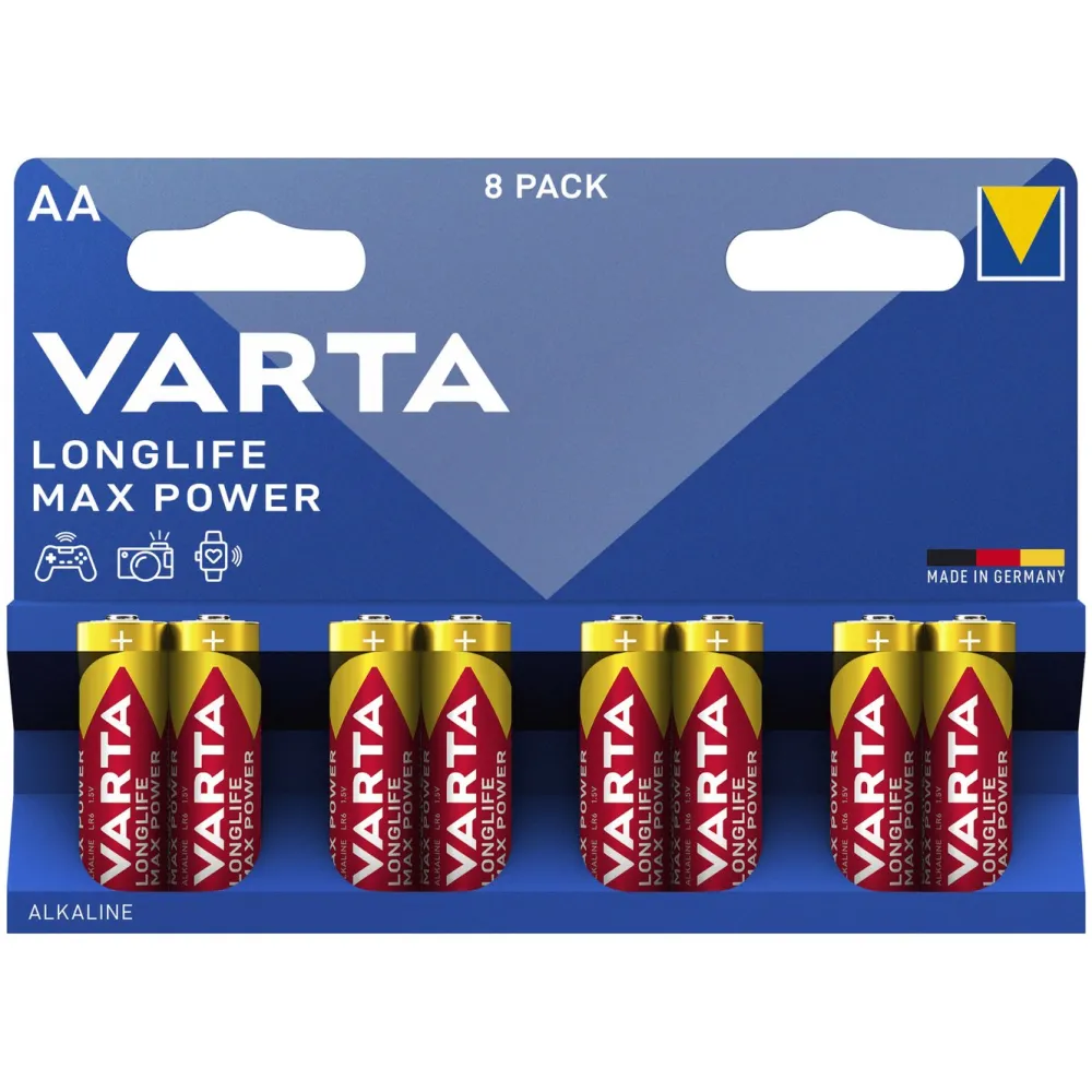 Varta Batterier|Batterier|Longlife Max Power AA-batterier 8-pk.