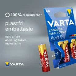 Varta Batterier|Batterier|Longlife Max Power AA-batterier 8-pk.
