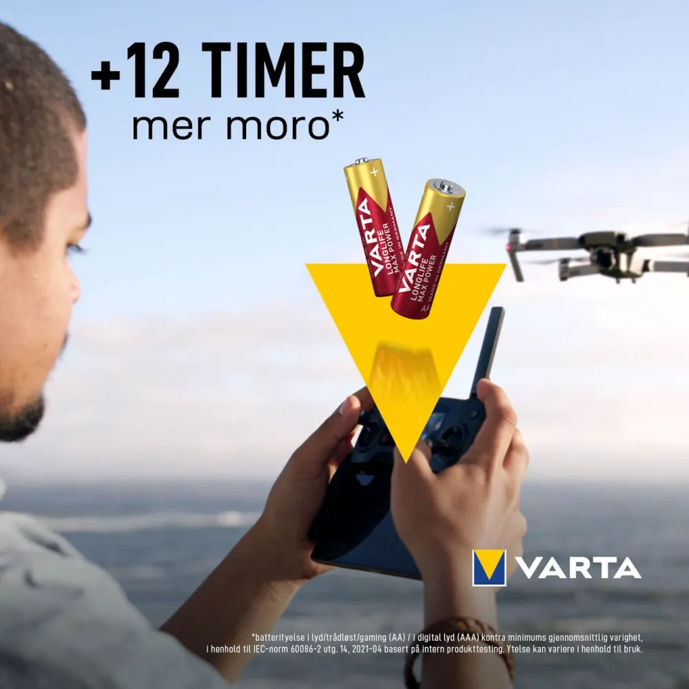 Varta Batterier|Batterier|Longlife Max Power AA-batterier 8-pk.