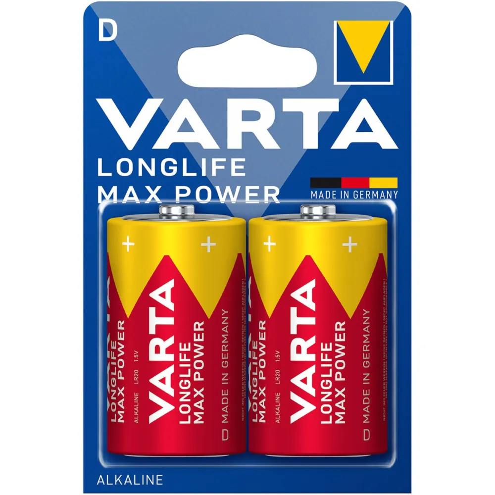 Varta Batterier|Batterier|Longlife Max Power D-batterier 2-pk.