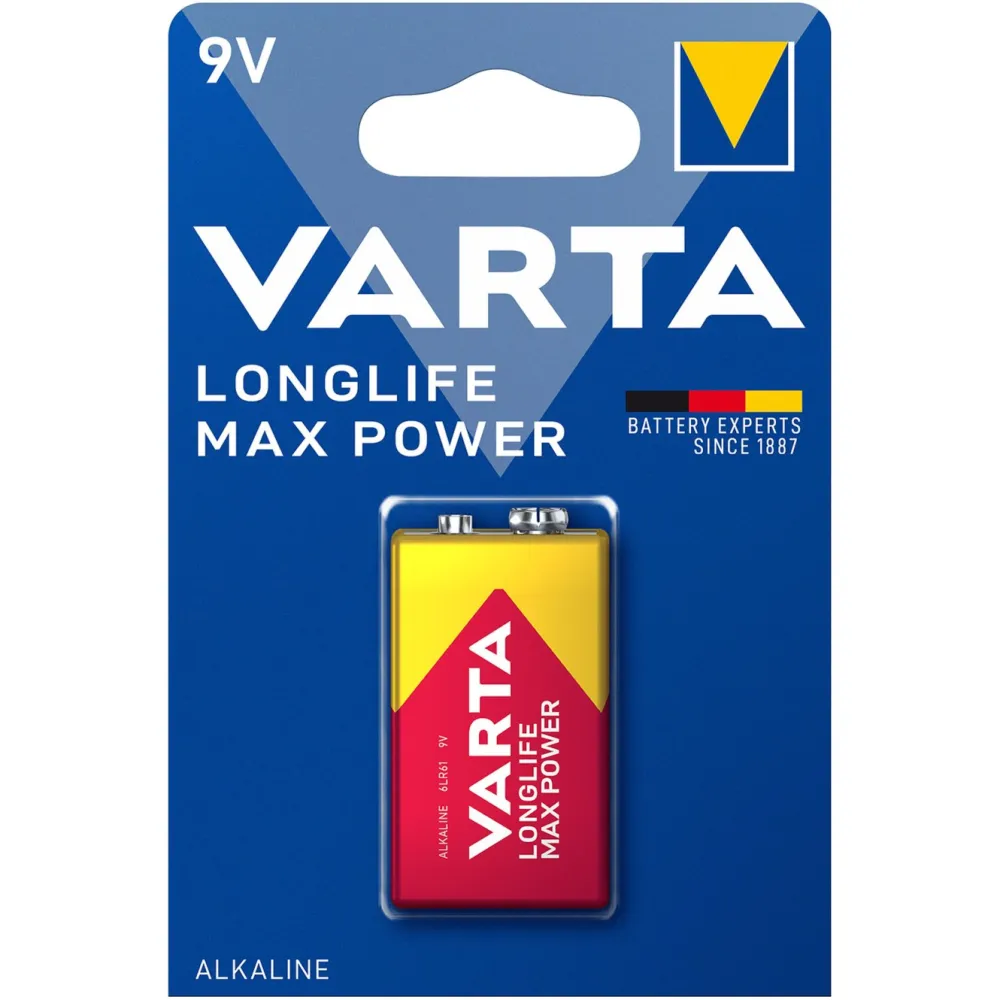 Varta Batterier|Batterier|Longlife Power Alkaliskt 9 V-batteri 1-pk.