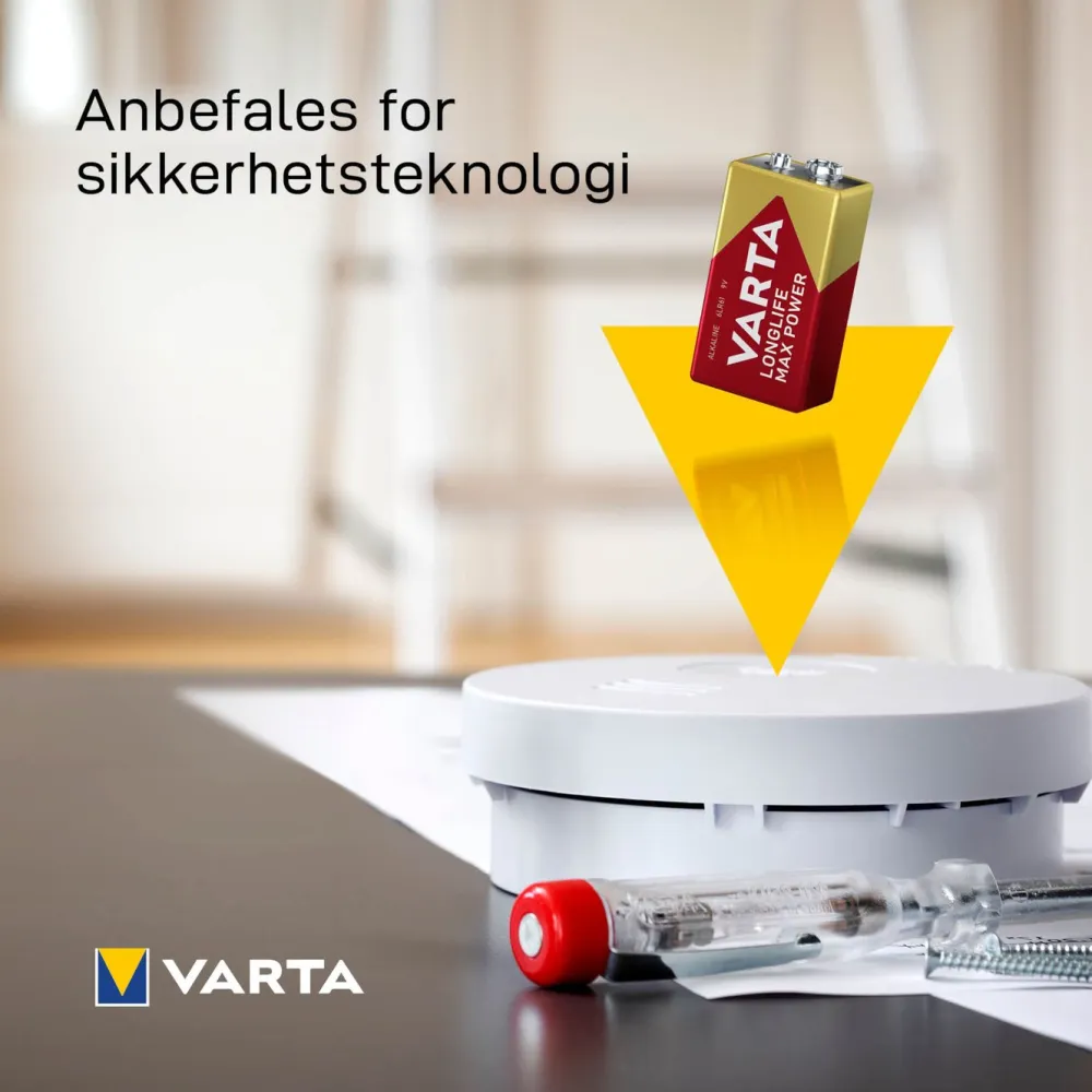Varta Batterier|Batterier|Longlife Power Alkaliskt 9 V-batteri 1-pk.