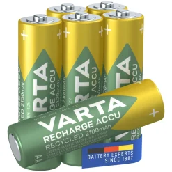 Varta Batterier|Batterier|Recharge Recycled AA-batterier 2100 mAh 6-pk.