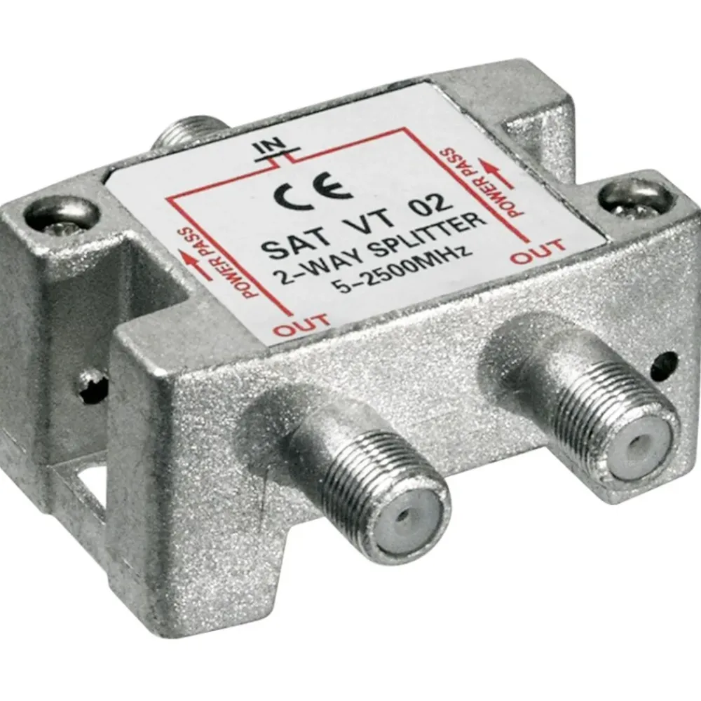 Kjell Tv Og Tilbehør|2-veis F-splitter med DC-gjennomgang 2-veis