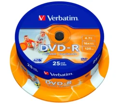 Verbatim Datatilbehør|DVD-R Inkjet, 25-pk.