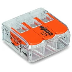 Wago Kabelhåndtering|Elektrisk Installasjon|221-413 Toppklemme med 3 tilkoblinger 12-pk.