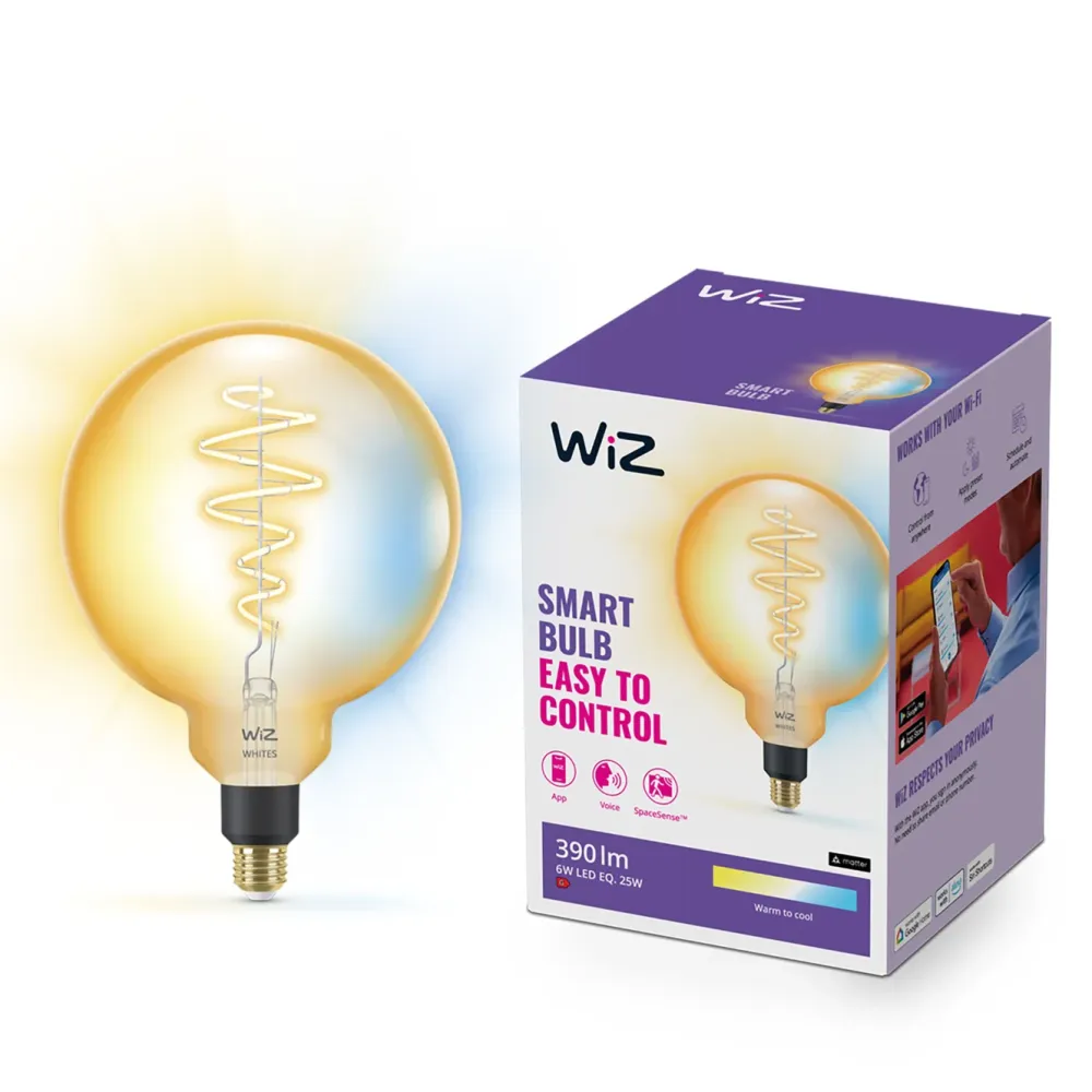 WiZ Smart Belysning|Smart Belysning|Amber Filament G200 Smart LED-pære E27 390 lm