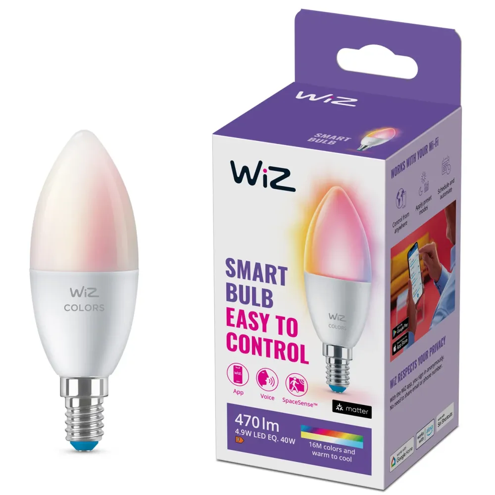 WiZ Smart Belysning|Smart Belysning|Color C37 Smart LED-pære E14 470 lm
