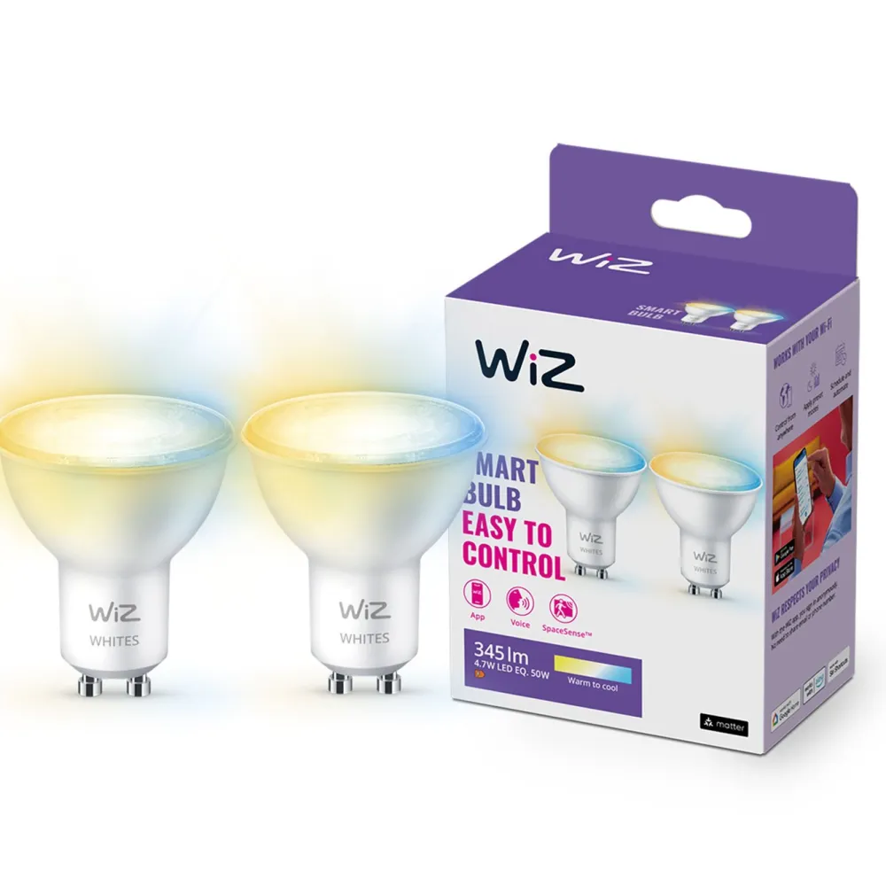 WiZ Smart Belysning|Smart Belysning|GU10 Smart LED-pære 345 lm 2-pk.