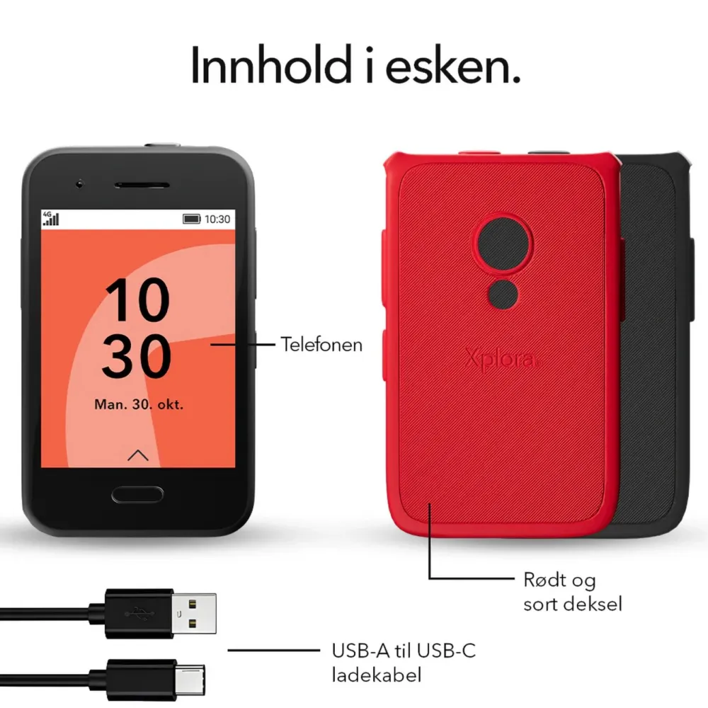 Xplora Barn Og Baby|Mobiltelefoner|One - barnmobil uten internett og sosiale medier Svart