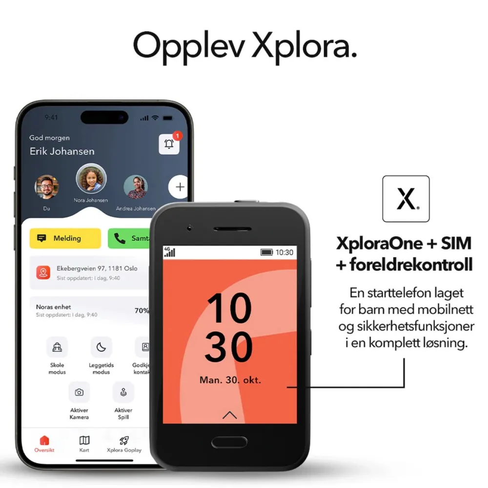 Xplora Barn Og Baby|Mobiltelefoner|One - barnmobil uten internett og sosiale medier Svart